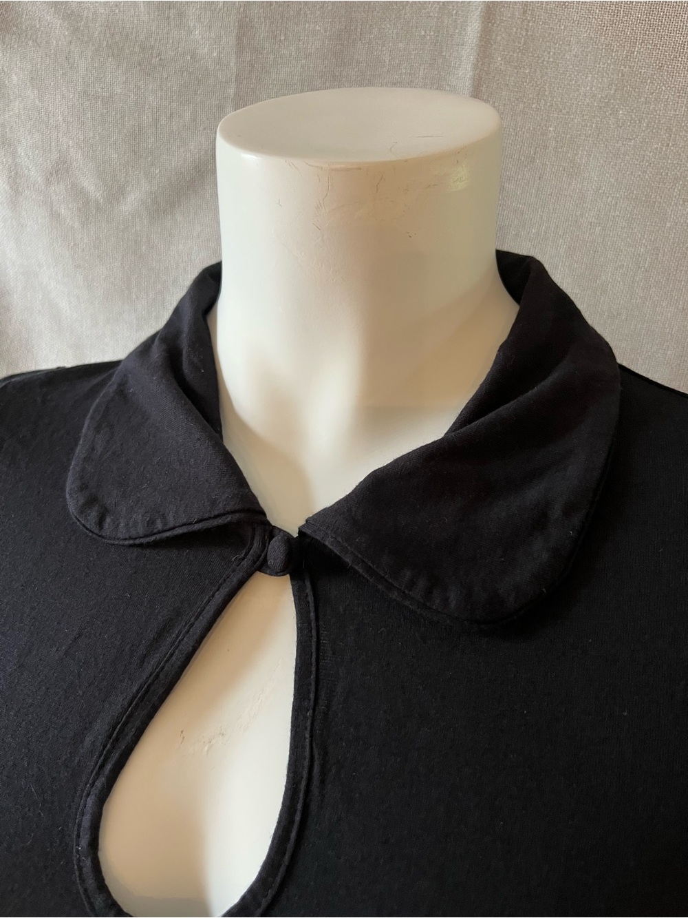 Peter Pan Collared Chic Black soft Jersey Dress XS - Picture 5 of 8